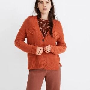 Madewell Orange ZigZag Bobble Sweater